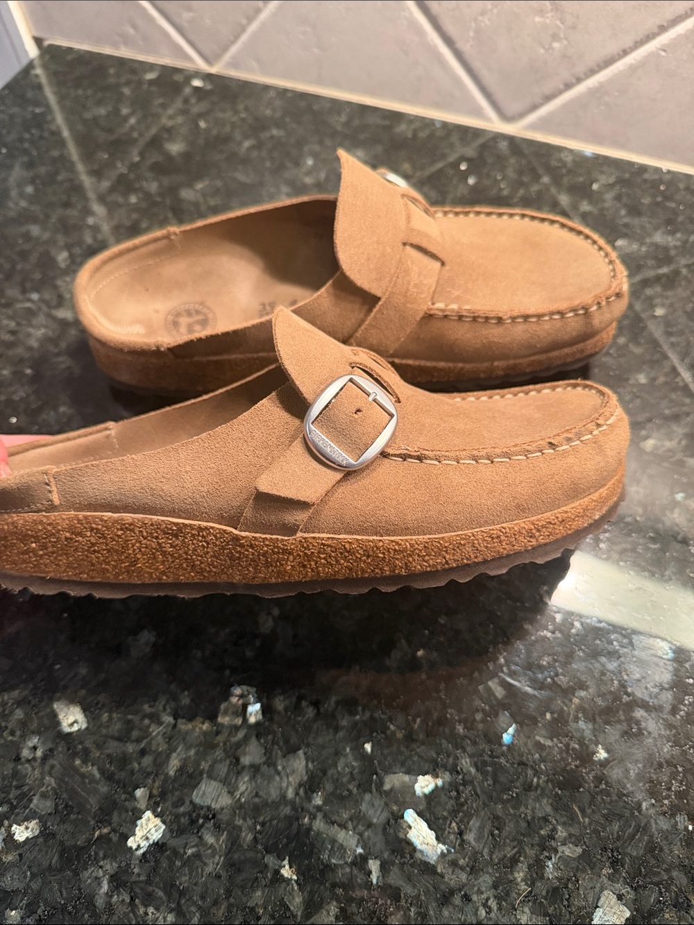 Birkenstock Women’s Suede Slip-On “Buckley” Loafers in color “Tea” - Picture 2 of 5